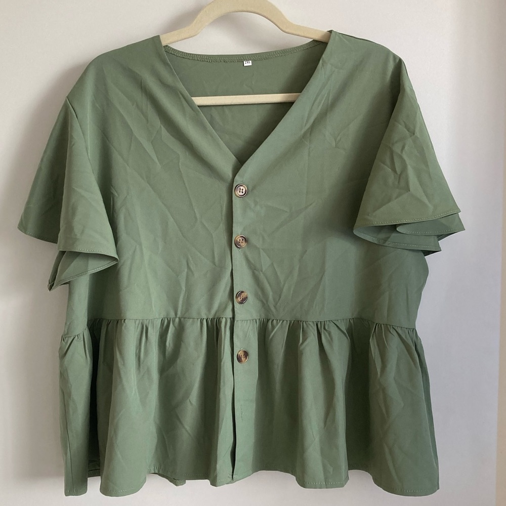 Green Blouse,Green top size 2XL